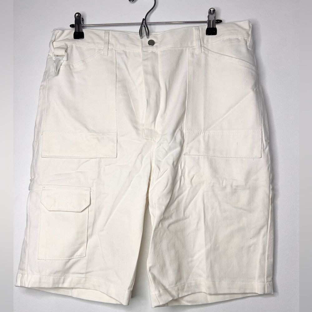 Men’s white cargo shorts 34” utility cargo shorts casual - Picture 2 of 12
